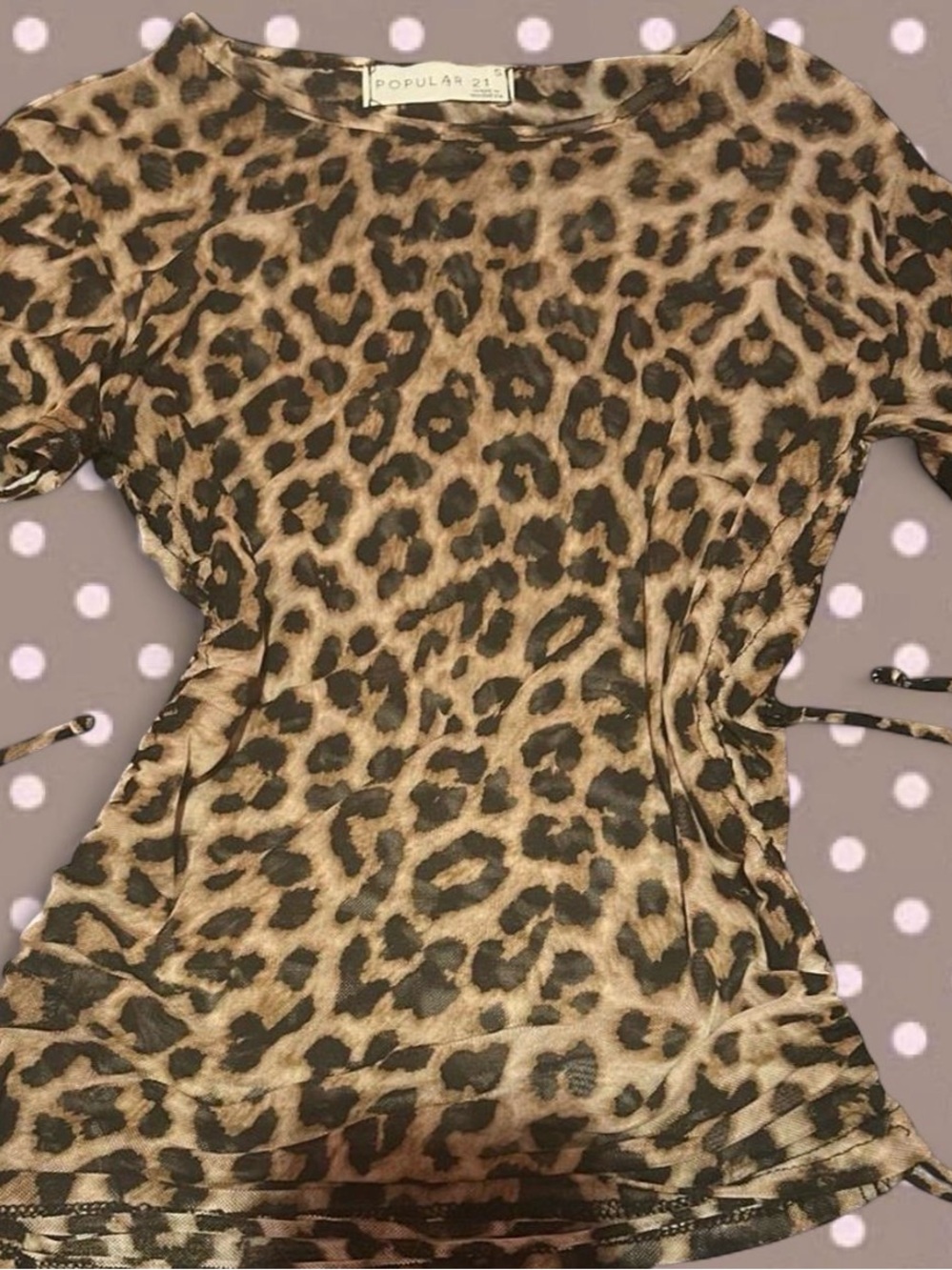 Women's Leopard Print Short Sleeve Top - Brown